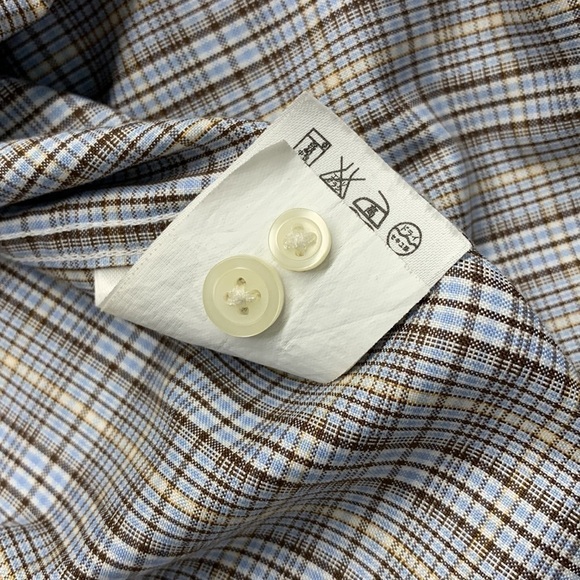 Eddie Bauer Long Sleeve Button Shirt Wrinkle Resistant Plaid Blue/Brown Medium - Picture 6 of 11
